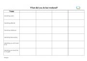 English worksheet: Simple Past - Last Weekend