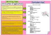 English Worksheet: Writing tips 3: CV & Letter of application (B&W version included)