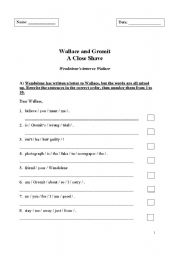 English Worksheet: Wallace and Gromit A Close Shave