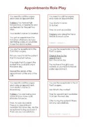 English Worksheet: Appointments Role Play Cards