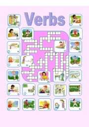 English Worksheet: Verbs crossword