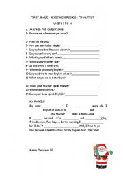 English worksheet: personal info quiz