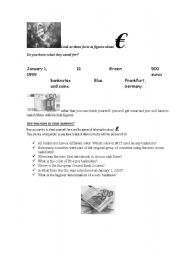 English worksheet: Euro introduction