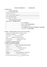 English worksheet: revision