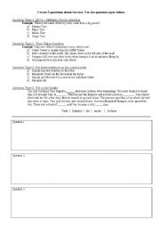 English worksheet: Student activity: make your own test questions (best used in Japan)
