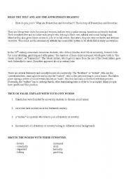 English Worksheet: sororities and fraternities