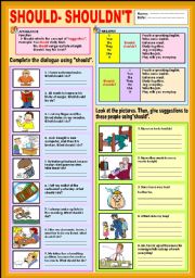 English Worksheet: SHOULD - SHOULDNT