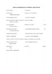 English Worksheet: how to express your opinion