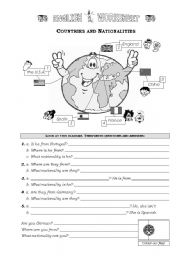 English Worksheet: Countries and Nationalities