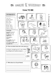 English Worksheet: To Be (affirmative form)