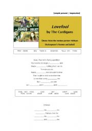 English Worksheet: Lovefool by The Cardigans