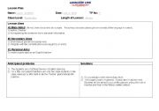 English Worksheet: Lesson Plan