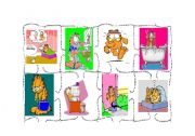 English Worksheet: GARFIELDS DAILY ROUTINE PUZZLE 1