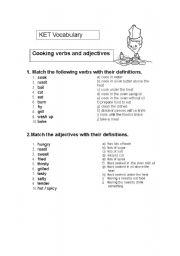 English Worksheet: KET vocabulary: cooking verbs and adjectives