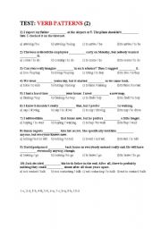 English Worksheet: VERBS PATTERNS (test 2)