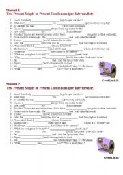 English Worksheet: Present simple vs present continuous