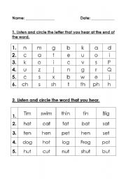 English worksheet: listening exercises