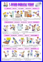 English Worksheet: Third series of 3-Word Phrasal Verbs. Exercises (Part 2/3). Key included!!!