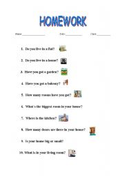 English Worksheet: Homework - Our house