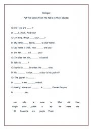 English Worksheet: Dialogue