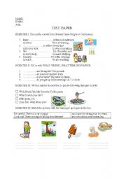 English Worksheet: TEST PAPER - 5TH GRADE