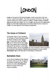 English Worksheet: Reading about London + Questions