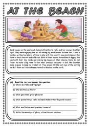 English Worksheet: AT THE BEACH (2 PAGES)