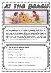 English Worksheet: AT THE BEACH (2 PAGES)