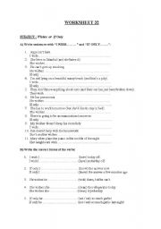 English worksheet: wsh/if only