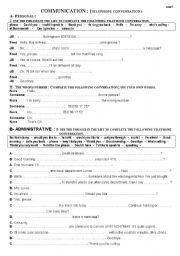 English Worksheet: Telephone Conversation