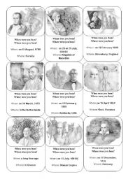 English Worksheet: when were they born