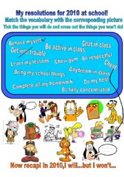 English Worksheet: My resolutions for 2010 at SCHOOL!