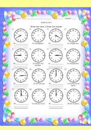 English Worksheet: WHAT TIME IS IT?    #11