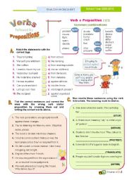 English Worksheet: Verbs followed by Prepositions (3) - Common combinations with 