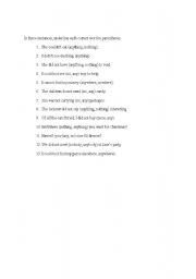 English Worksheet: Double negatives