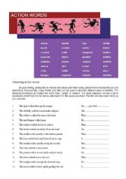 Action words and verb phrase worksheet