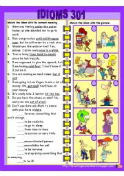 English Worksheet: idioms 301