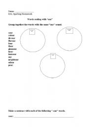 English worksheet: Words ending with -our.