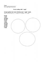 English worksheet: Words ending with -ough.