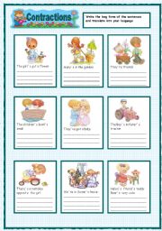 English Worksheet: Contractions