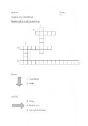 English Worksheet: Greetings