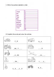 English Worksheet: transportations