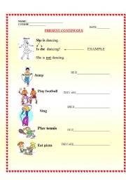 English Worksheet: present continuous