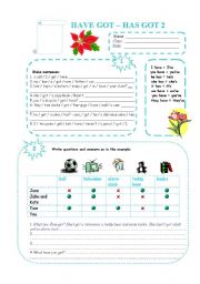 English Worksheet: HAVE GOT Part 2