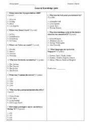 English Worksheet: General Quiz in the passive voice