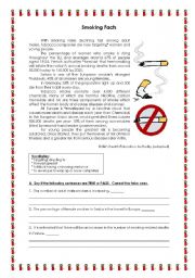 English Worksheet: Smoking facts