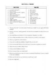 English Worksheet: success & failure - vocabulary and discussion
