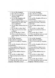 English Worksheet: talk topic shopping