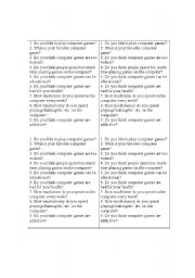 English Worksheet: talk topic computer games