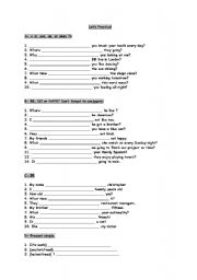 English worksheet: letspractice! BE, HAVE AND DO